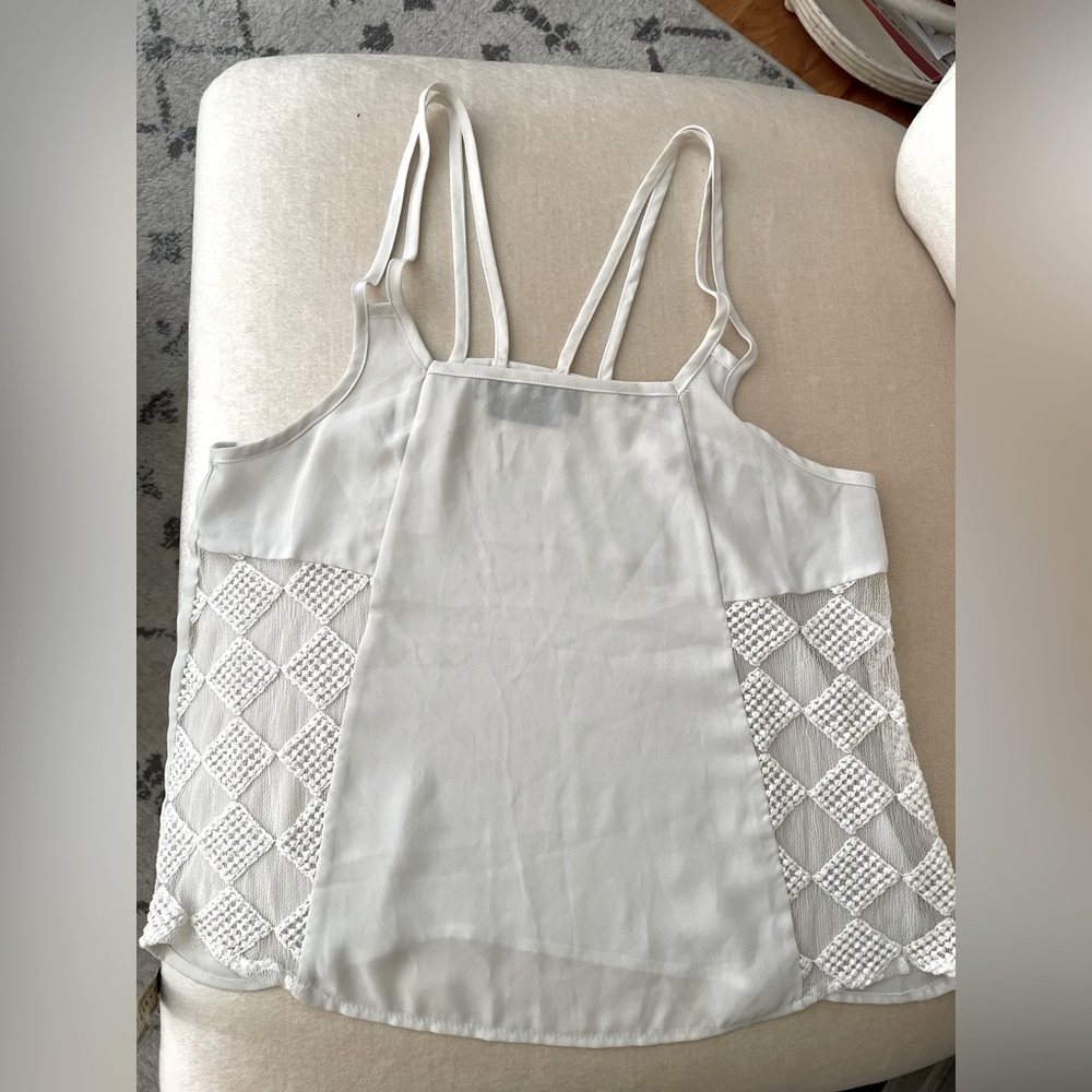 Nasty Gal Tank Top beautifully detailed. Pale pearl grey. Dble straps Size S